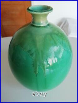 Chris Dawes Studio Pottery Crystalline Glaze Porceline Vase- Green