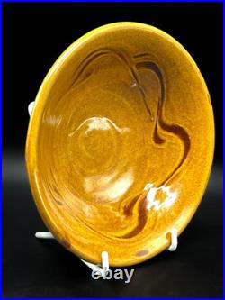 Clive Bowen Studio Pottery Slipware Footed Dish Bowl Clive Bowen Studio Pottery Slipware Footed Dish Bowl