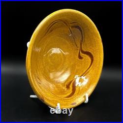 Clive Bowen Studio Pottery Slipware Footed Dish Bowl Clive Bowen Studio Pottery Slipware Footed Dish Bowl