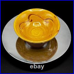 Clive Bowen Studio Pottery Slipware Footed Dish Bowl Clive Bowen Studio Pottery Slipware Footed Dish Bowl