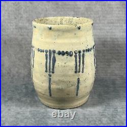 Collectible Denise Wren (Oxshott Pottery) 16cm Cream & Blue Glazed Vase c1920 Collectible Denise Wren (Oxshott Pottery) 16cm Cream & Blue Glazed Vase c1920
