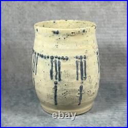 Collectible Denise Wren (Oxshott Pottery) 16cm Cream & Blue Glazed Vase c1920 Collectible Denise Wren (Oxshott Pottery) 16cm Cream & Blue Glazed Vase c1920