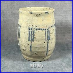 Collectible Denise Wren (Oxshott Pottery) 16cm Cream & Blue Glazed Vase c1920 Collectible Denise Wren (Oxshott Pottery) 16cm Cream & Blue Glazed Vase c1920