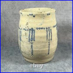 Collectible Denise Wren (Oxshott Pottery) 16cm Cream & Blue Glazed Vase c1920 Collectible Denise Wren (Oxshott Pottery) 16cm Cream & Blue Glazed Vase c1920