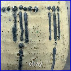 Collectible Denise Wren (Oxshott Pottery) 16cm Cream & Blue Glazed Vase c1920 Collectible Denise Wren (Oxshott Pottery) 16cm Cream & Blue Glazed Vase c1920