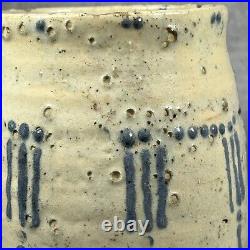 Collectible Denise Wren (Oxshott Pottery) 16cm Cream & Blue Glazed Vase c1920 Collectible Denise Wren (Oxshott Pottery) 16cm Cream & Blue Glazed Vase c1920