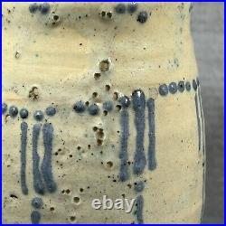 Collectible Denise Wren (Oxshott Pottery) 16cm Cream & Blue Glazed Vase c1920 Collectible Denise Wren (Oxshott Pottery) 16cm Cream & Blue Glazed Vase c1920