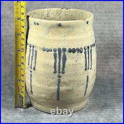 Collectible Denise Wren (Oxshott Pottery) 16cm Cream & Blue Glazed Vase c1920 Collectible Denise Wren (Oxshott Pottery) 16cm Cream & Blue Glazed Vase c1920