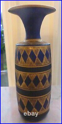 Collection 3 MARY RICH POTTERY vases +bowl cobalt blue green gold lustre signed