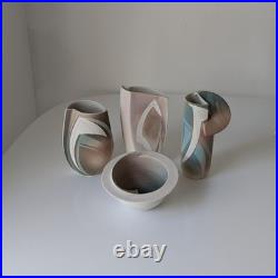 Collection 4 vintage studio pottery Elaine Dick'Space Scape' ceramics Scotland