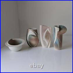 Collection 4 vintage studio pottery Elaine Dick'Space Scape' ceramics Scotland
