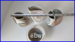 Collection 4 vintage studio pottery Elaine Dick'Space Scape' ceramics Scotland