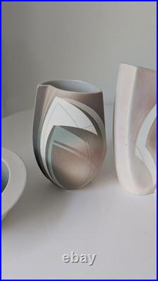 Collection 4 vintage studio pottery Elaine Dick'Space Scape' ceramics Scotland