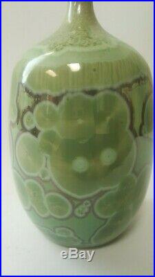 Collectors Small Celadon, Crystalline Glaze Bud Base by Sun Chao