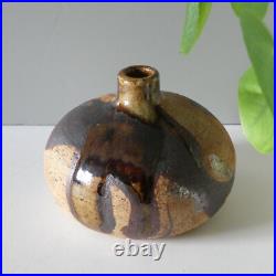 Connie Walther Denmark Vintage Studio Art Pottery Round Stem Bud Vase Signed 60s Connie Walther Denmark Vintage Studio Art Pottery Round Stem Bud Vase Signed 60s