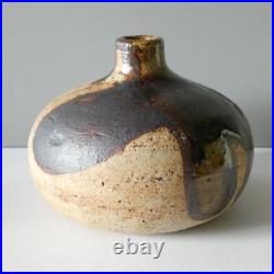 Connie Walther Denmark Vintage Studio Art Pottery Round Stem Bud Vase Signed 60s Connie Walther Denmark Vintage Studio Art Pottery Round Stem Bud Vase Signed 60s