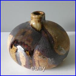 Connie Walther Denmark Vintage Studio Art Pottery Round Stem Bud Vase Signed 60s Connie Walther Denmark Vintage Studio Art Pottery Round Stem Bud Vase Signed 60s