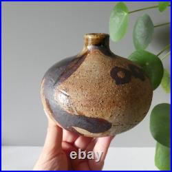 Connie Walther Denmark Vintage Studio Art Pottery Round Stem Bud Vase Signed 60s Connie Walther Denmark Vintage Studio Art Pottery Round Stem Bud Vase Signed 60s