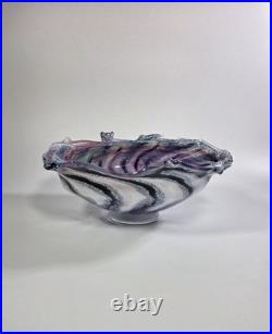 Contemporary Peter Layton British Studio Glass Multicoloured Footed Dish Signed