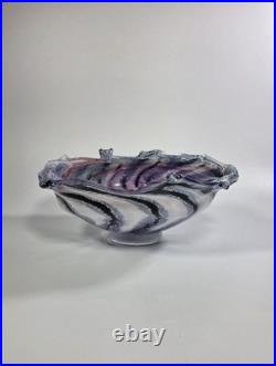 Contemporary Peter Layton British Studio Glass Multicoloured Footed Dish Signed