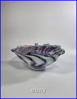 Contemporary Peter Layton British Studio Glass Multicoloured Footed Dish Signed