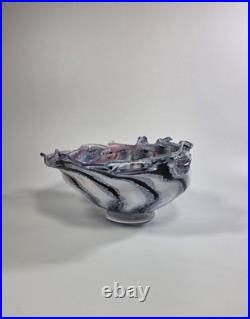 Contemporary Peter Layton British Studio Glass Multicoloured Footed Dish Signed