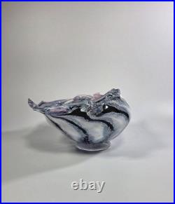 Contemporary Peter Layton British Studio Glass Multicoloured Footed Dish Signed