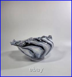 Contemporary Peter Layton British Studio Glass Multicoloured Footed Dish Signed