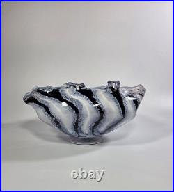 Contemporary Peter Layton British Studio Glass Multicoloured Footed Dish Signed