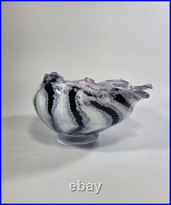 Contemporary Peter Layton British Studio Glass Multicoloured Footed Dish Signed