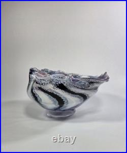 Contemporary Peter Layton British Studio Glass Multicoloured Footed Dish Signed