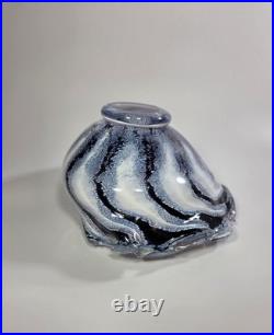 Contemporary Peter Layton British Studio Glass Multicoloured Footed Dish Signed
