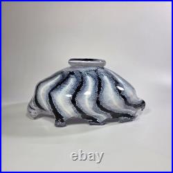 Contemporary Peter Layton British Studio Glass Multicoloured Footed Dish Signed