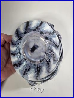 Contemporary Peter Layton British Studio Glass Multicoloured Footed Dish Signed