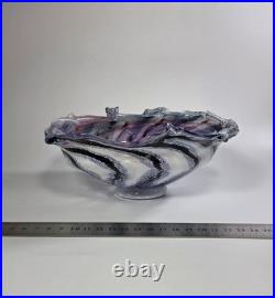 Contemporary Peter Layton British Studio Glass Multicoloured Footed Dish Signed