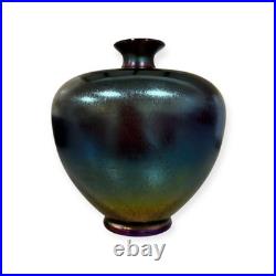 Contemporary Studio Art Glass Iridescent Vase Modern Loetz / Tiffany Style