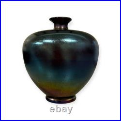 Contemporary Studio Art Glass Iridescent Vase Modern Loetz / Tiffany Style