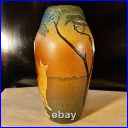 Copenhagen, PETER IPSEN Studio Vase, 1920's Fox And Crow. Raeven Og Kragen