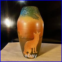 Copenhagen, PETER IPSEN Studio Vase, 1920's Fox And Crow. Raeven Og Kragen