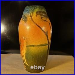 Copenhagen, PETER IPSEN Studio Vase, 1920's Fox And Crow. Raeven Og Kragen