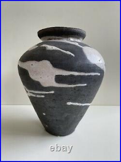 Cornish studio pottery Raku Vase by Essex Tyler