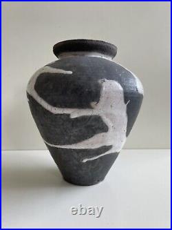 Cornish studio pottery Raku Vase by Essex Tyler