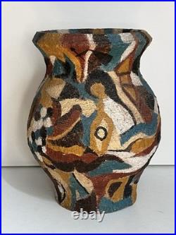 Cubist style Art Pottery vase 20th Century Fine art S Vanoli Italian