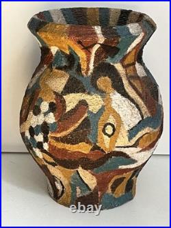 Cubist style Art Pottery vase 20th Century Fine art S Vanoli Italian