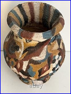 Cubist style Art Pottery vase 20th Century Fine art S Vanoli Italian
