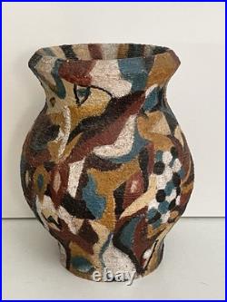 Cubist style Art Pottery vase 20th Century Fine art S Vanoli Italian