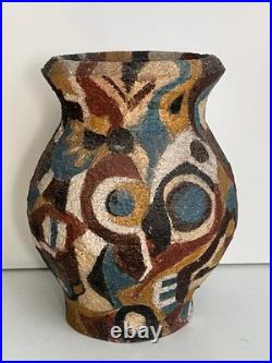 Cubist style Art Pottery vase 20th Century Fine art S Vanoli Italian