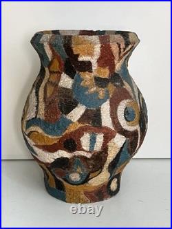 Cubist style Art Pottery vase 20th Century Fine art S Vanoli Italian