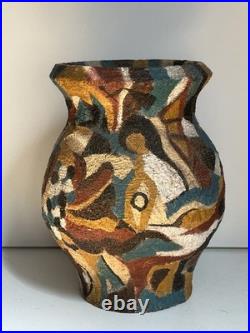 Cubist style Art Pottery vase 20th Century Fine art S Vanoli Italian