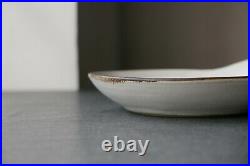 DAME LUCIE RIE British studio pottery stoneware WHITE PLATE WITH HANDLE c1950s